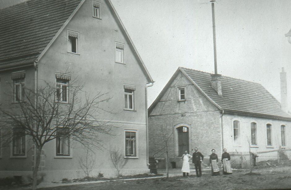 Historic building in black and white